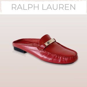 Leather Ralph Lauren Red Slip-On Mules